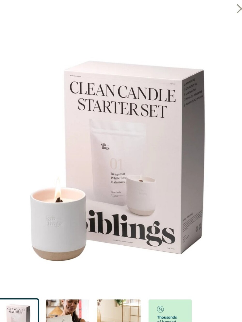 Siblings Clean Candle Starter Set - White & Natural